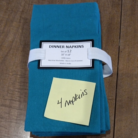 unbranded Other - Dinner Napkins Set of 4 - Teal Cotton Napkins
